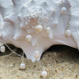 Silver Lagoon Scattered Pearls Long Necklace