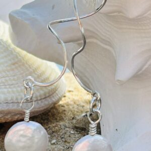 Silver Lagoon Coin Pearl Earrings