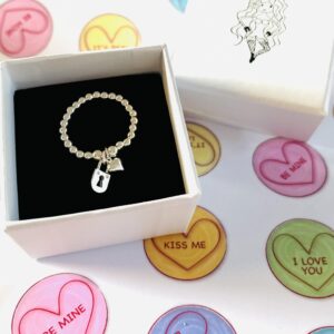 Love Hearts Padlock & Key Ring